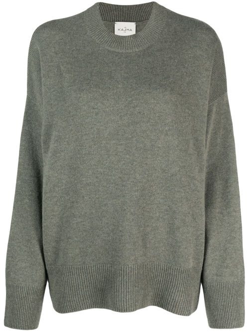 Mélange-effect crew-neck cashmere jumper - Green