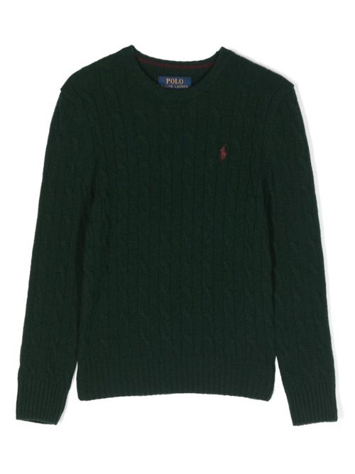 Boys Dark Green Polo Pony Knitted Sweaters