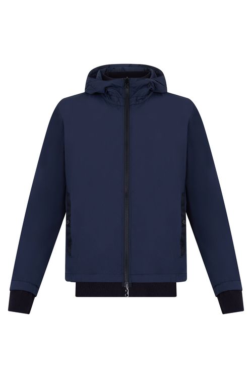 Hooded Cotton Jacket — Navy