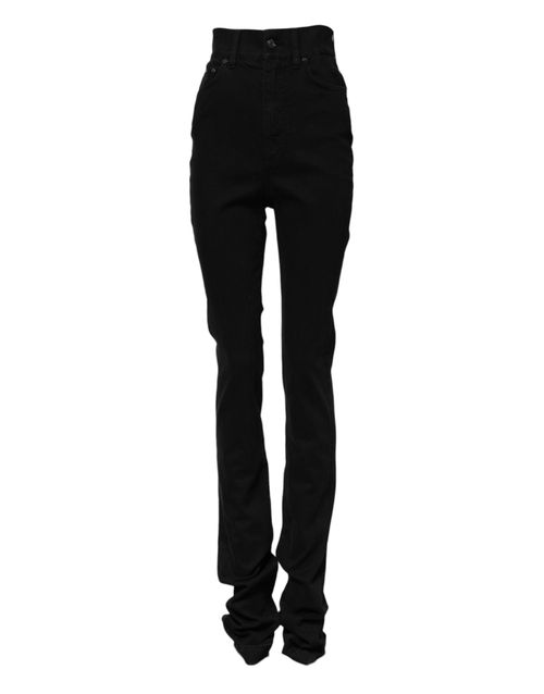 High-Waist Skinny Denim Jeans — Black