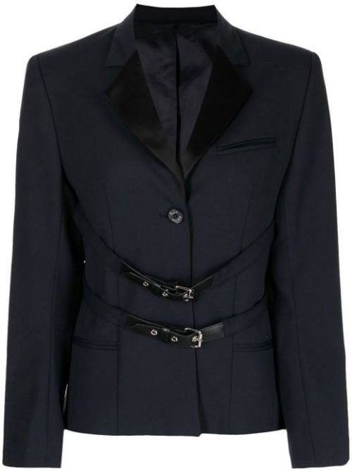 Buckled-waistband detail blazer