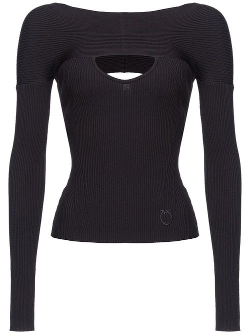 Cut-out ribbed-knit jumper - Black