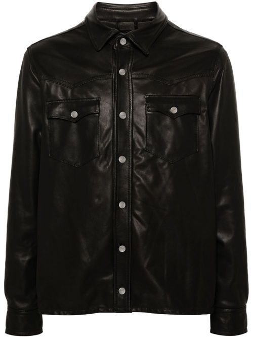 Leather shirt jacket - Black