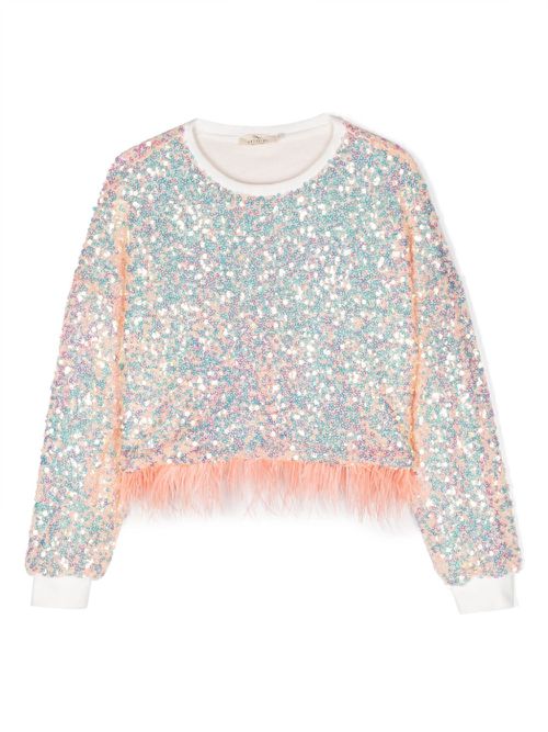Sequin-embellishment cotton sweatshirt - Pink