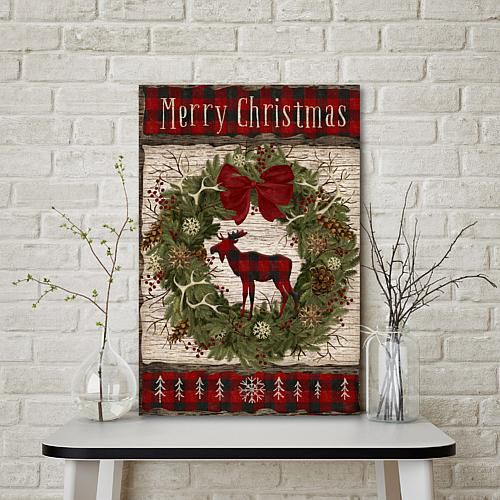 Buffalo Check Wreath 18x26 Canvas Wall Art