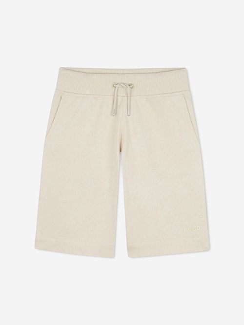 Boys Logo Print Bermuda Shorts in Beige 5 Years By Childsplay Clothing