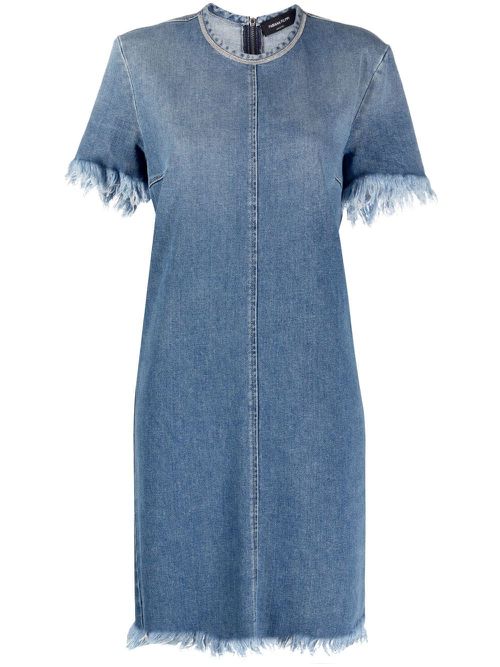 Frayed denim dress - Blue
