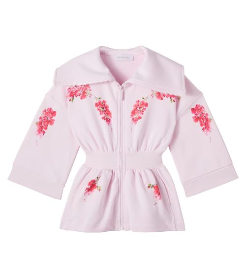 Floral cotton-blend zip-up sweatshirt