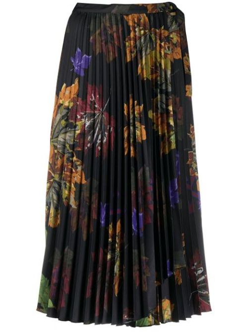 Floral print pleated midi skirt