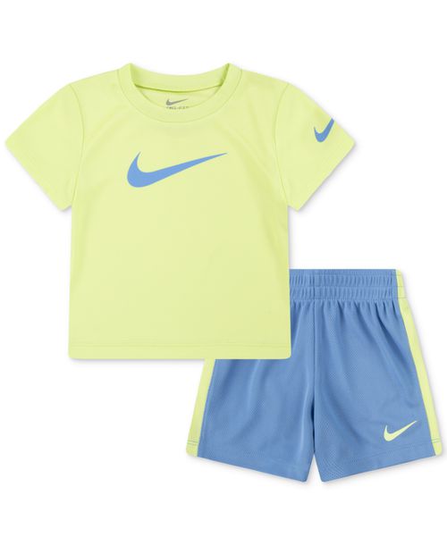 Little Boys Dri-fit Swoosh T-Shirt & Shorts, 2 Piece Set - Blue Beyond