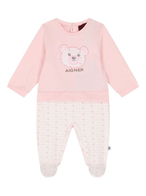 Aigner Kids bear-motif babygrow - Pink