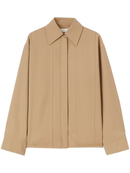 Pointed-collar wool shirt - Brown