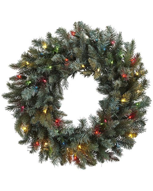 30In Pine Wreath With Colored Lights