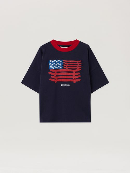 Palms Flag Over Tshirt S/s Kids  Navy Blue