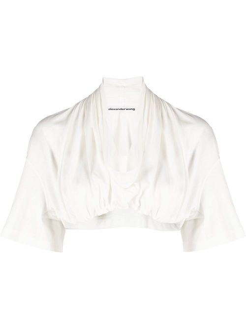 Draped crop top - White