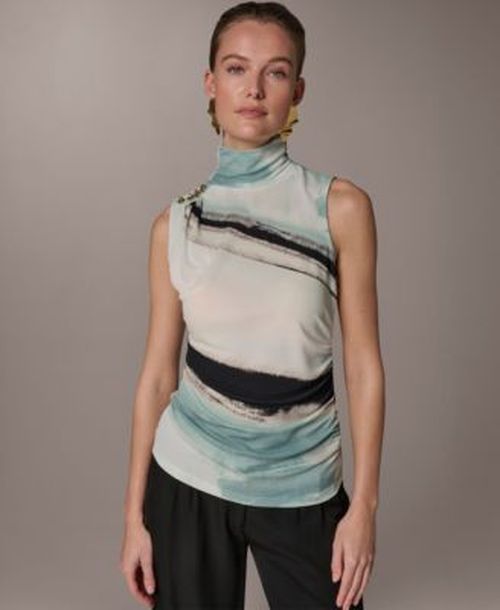 Womens Sleeveless Mock Neck Top