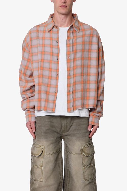 Vintage Cropped Flannel Shirt - Red