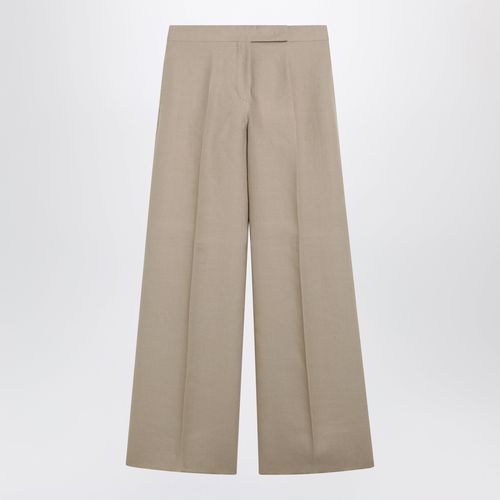 Max Mara Regularfit Linen Natté Trousers In Sand