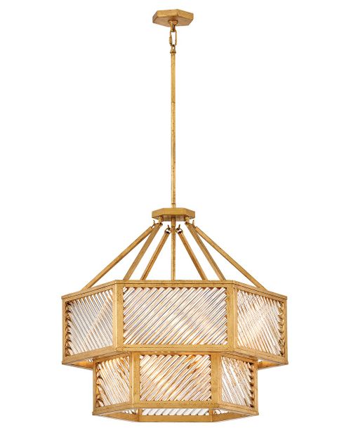 Distressed Brass LED Chandelier from the Sura Collection