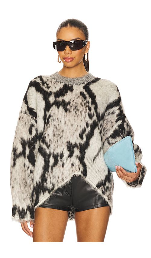 THE ATTICO Brushed Python Sweater in White & Black - Grey. 42 also in