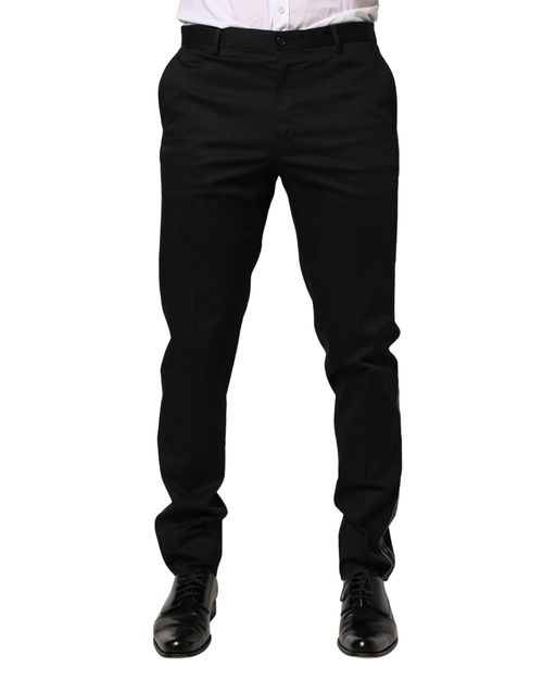 Cotton-Elastane Dress Trousers — Black