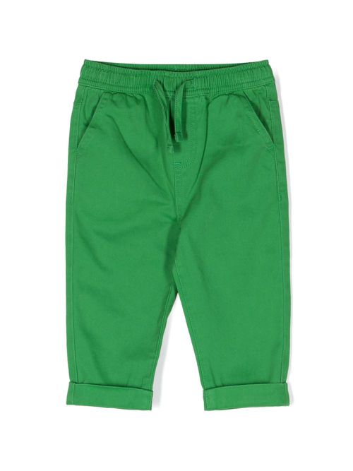 Drawstring-waist cotton trousers - Green