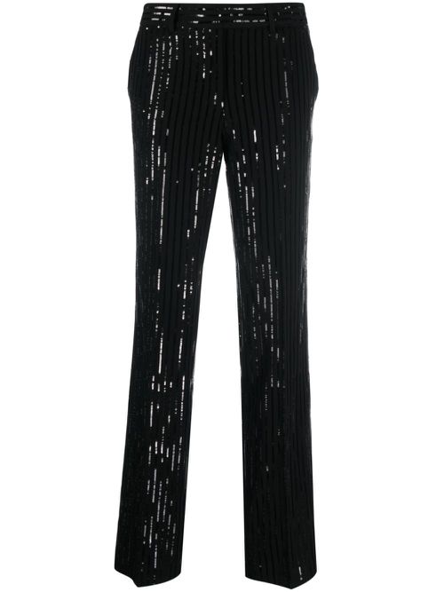 High-waisted sequin trousers - Black