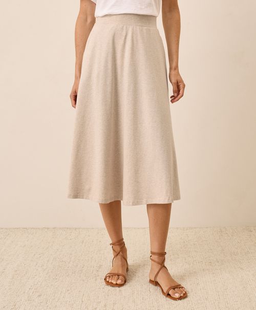 Women's Flax Heather Fit & Flare Midi Skirt