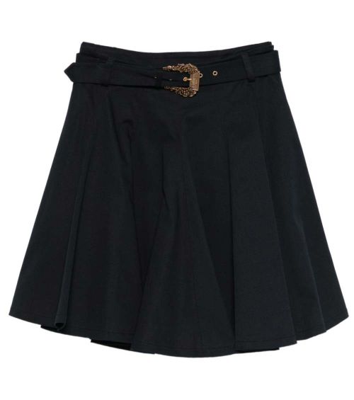 Black Flared Midi Skirt