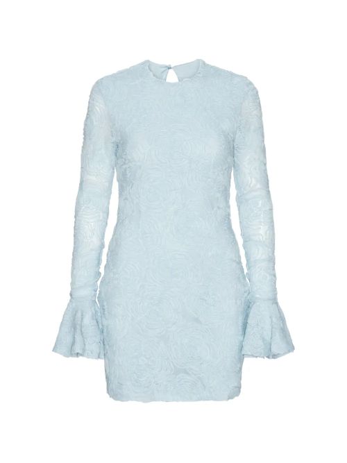Floral Fitted Mini Dress with Ruffled Cuffs, Size 34