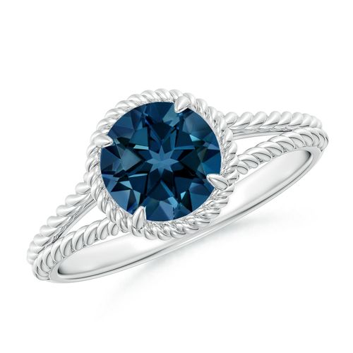 Angara 1.55 Carats London Blue Topaz Twist Rope Split Shank Ring in Platinum