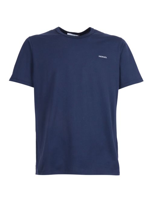 T-Shirt Blue Cotton Short Sleeves - Men