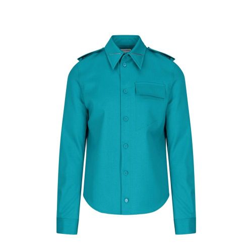 Wool-Elastane Dress Shirt — Green