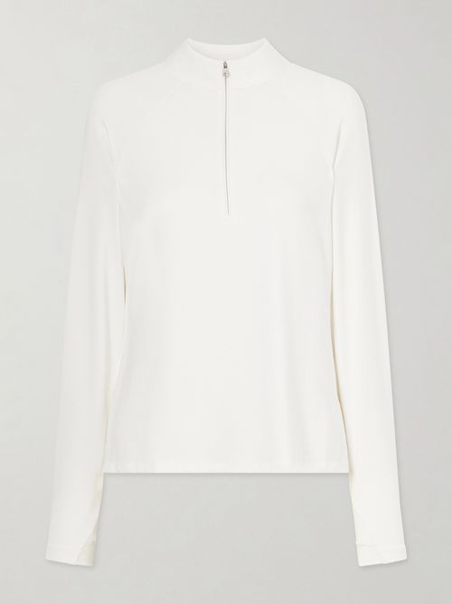 Amren Stretch Jersey Half-zip Top - White