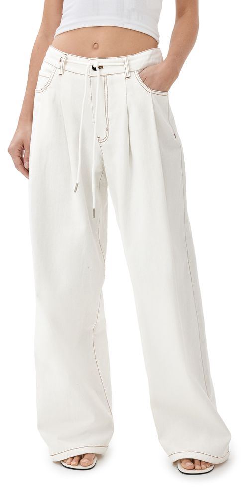 Slouched Tie Up Jeans Porcelain