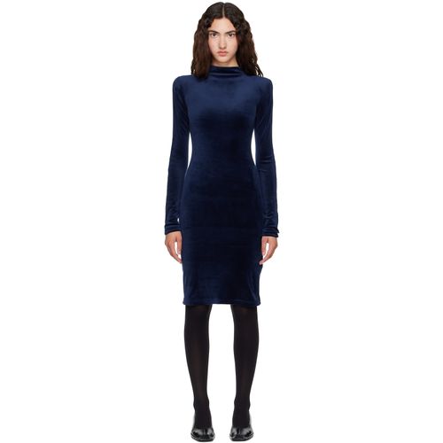 Navy & Black Long Sleeve Midi Dress