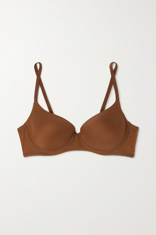 Naked Stretch-tulle Underwired T-shirt Bra - Brown