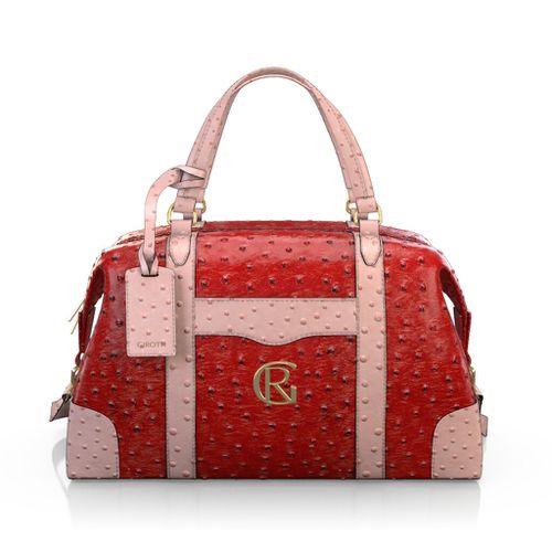 Custom Women's Duffle Bag - Red Stamped leather - GIROTTI