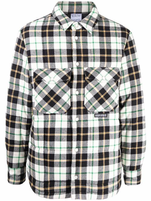 Logo-patch plaid shirt - Neutrals
