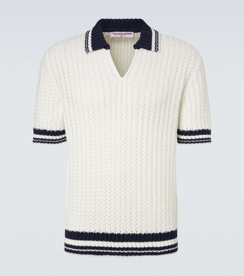 Swift crochet striped cotton polo shirt