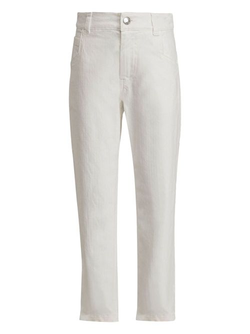 Logo-embroidered slim-fit jeans - White