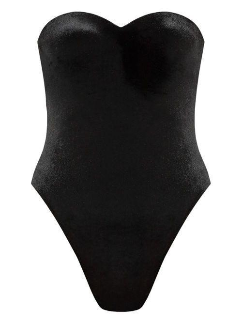 Logo-print sweetheart-neck swimsuit - Black