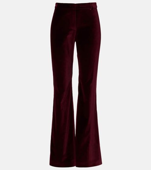 Mid-rise cotton velvet flared pants