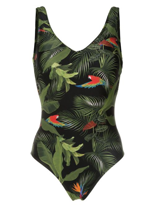 Laila leaf-print swimsuit - Green