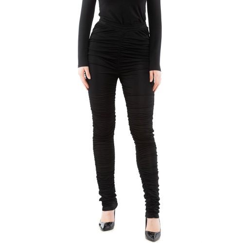 Ruched Viscose Trousers — Black