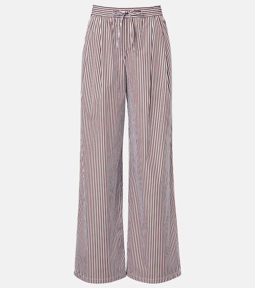 Striped cotton and silk wide-leg pants