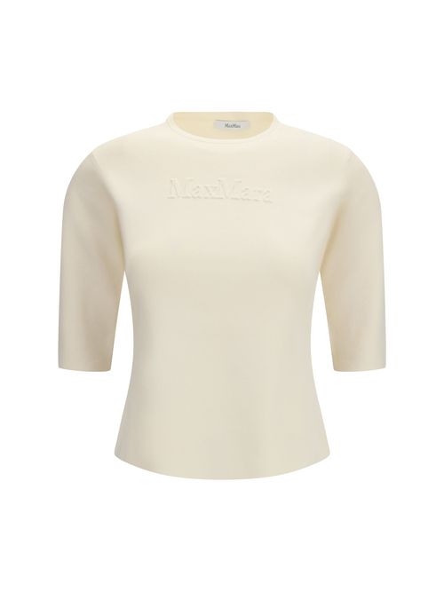 Embroidered Logo Viscose Blend T-Shirt — Beige