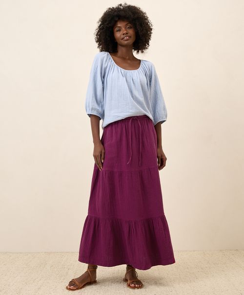 Women's Sangria Coastal Double Gauze Tiered Maxi Skirt XX