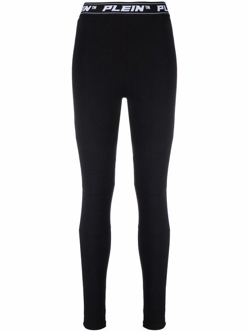 Logo-waistband leggings - Black
