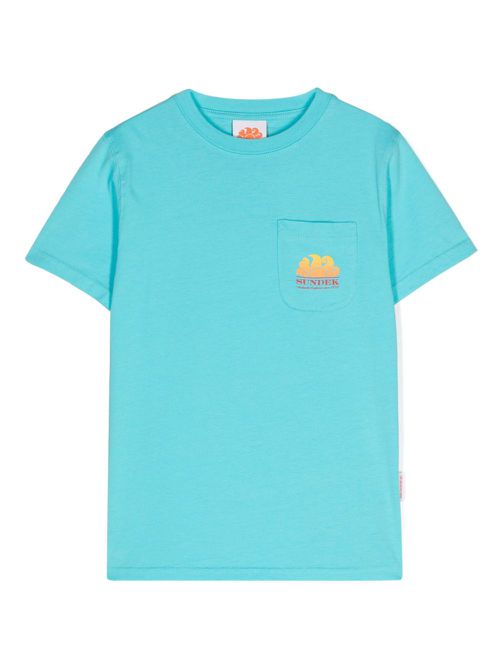 New Herbe logo-print T-shirt - Blue